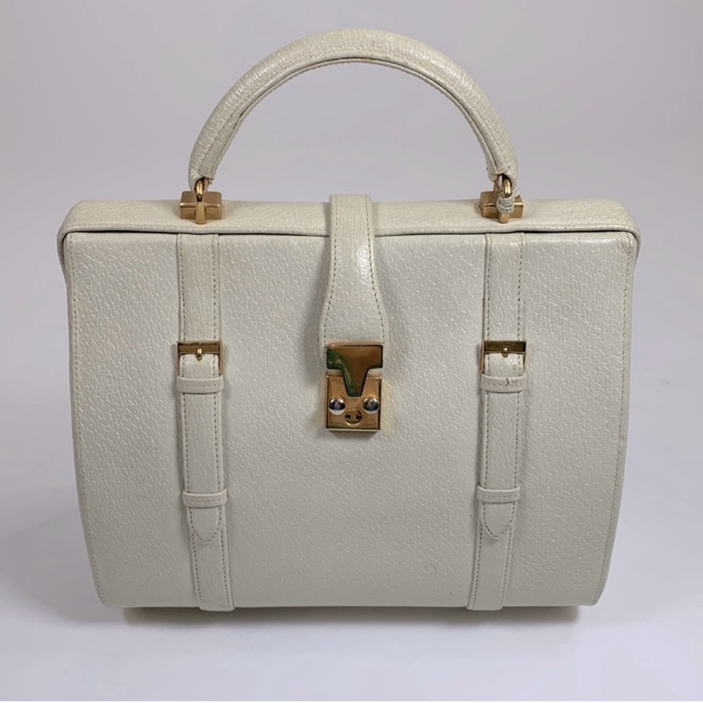 Nettie Rosenstein Vintage 1950s Handbag Creme with Gold
Key Lock Satchel Rare - Picture 1 of 15